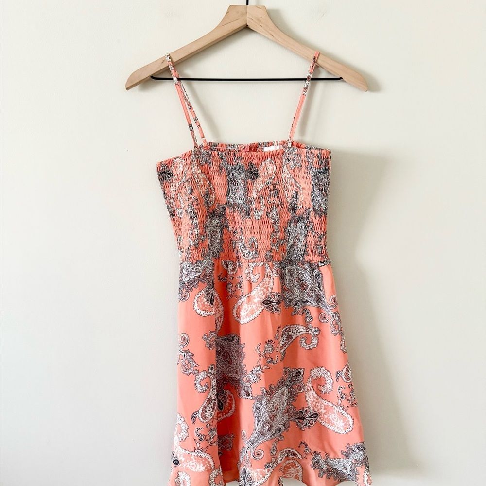Buddy Love Smocked Dress Mini Dress in Coral Paisley Size S